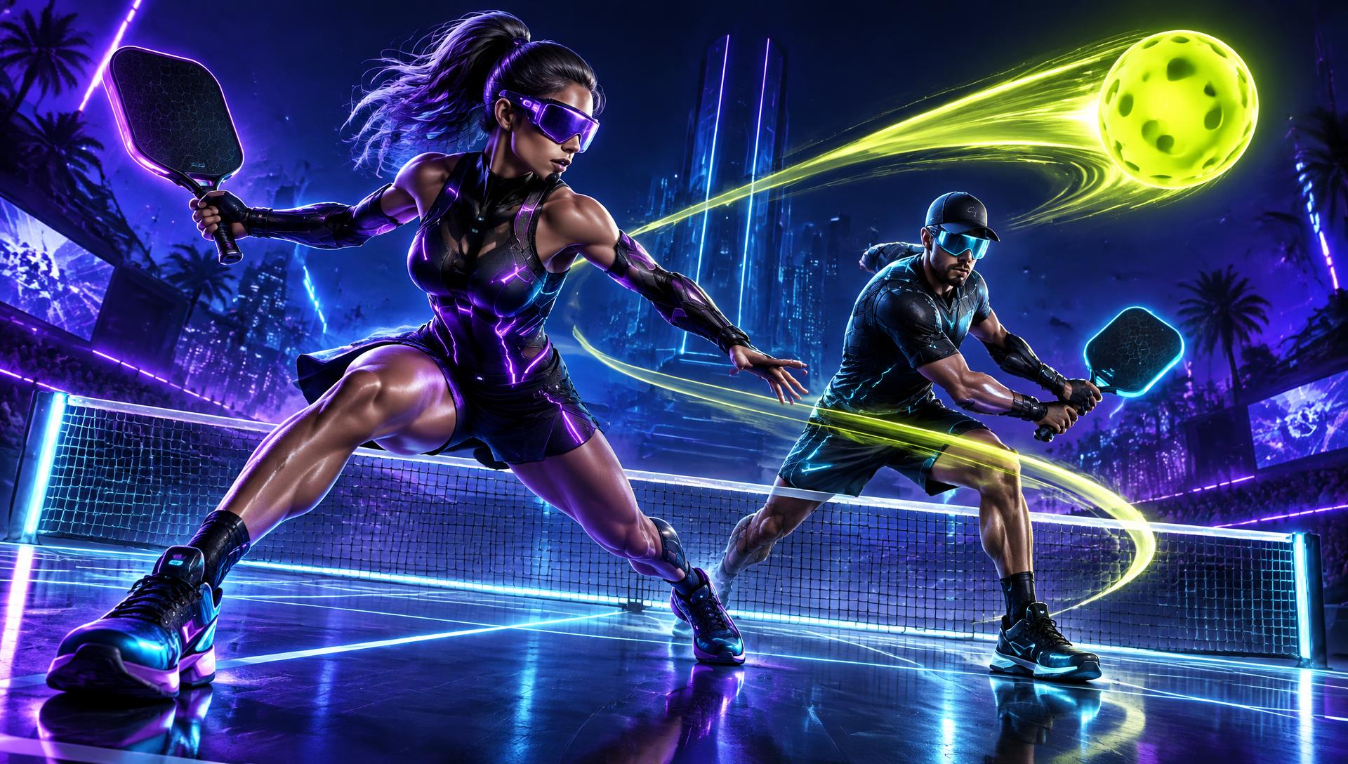 Neon pickleball arena